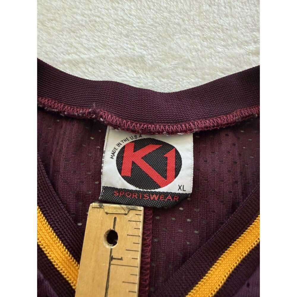 K1 Sportswear Vintage Beavers Hockey Game Jersey #44 XL Burgundy Yellow White - Picture 3 of 4